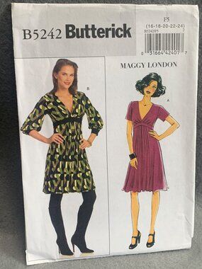 Butterick B5242 Maggy London Sewing Pattern Misses' Dresses Size 16 18 20 22 24
